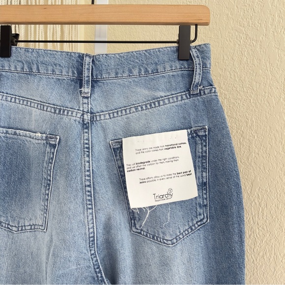 Triarchy Jeans High Rise Distressed Straight Jeans Size‎ 28 Light Wash - Picture 5 of 10